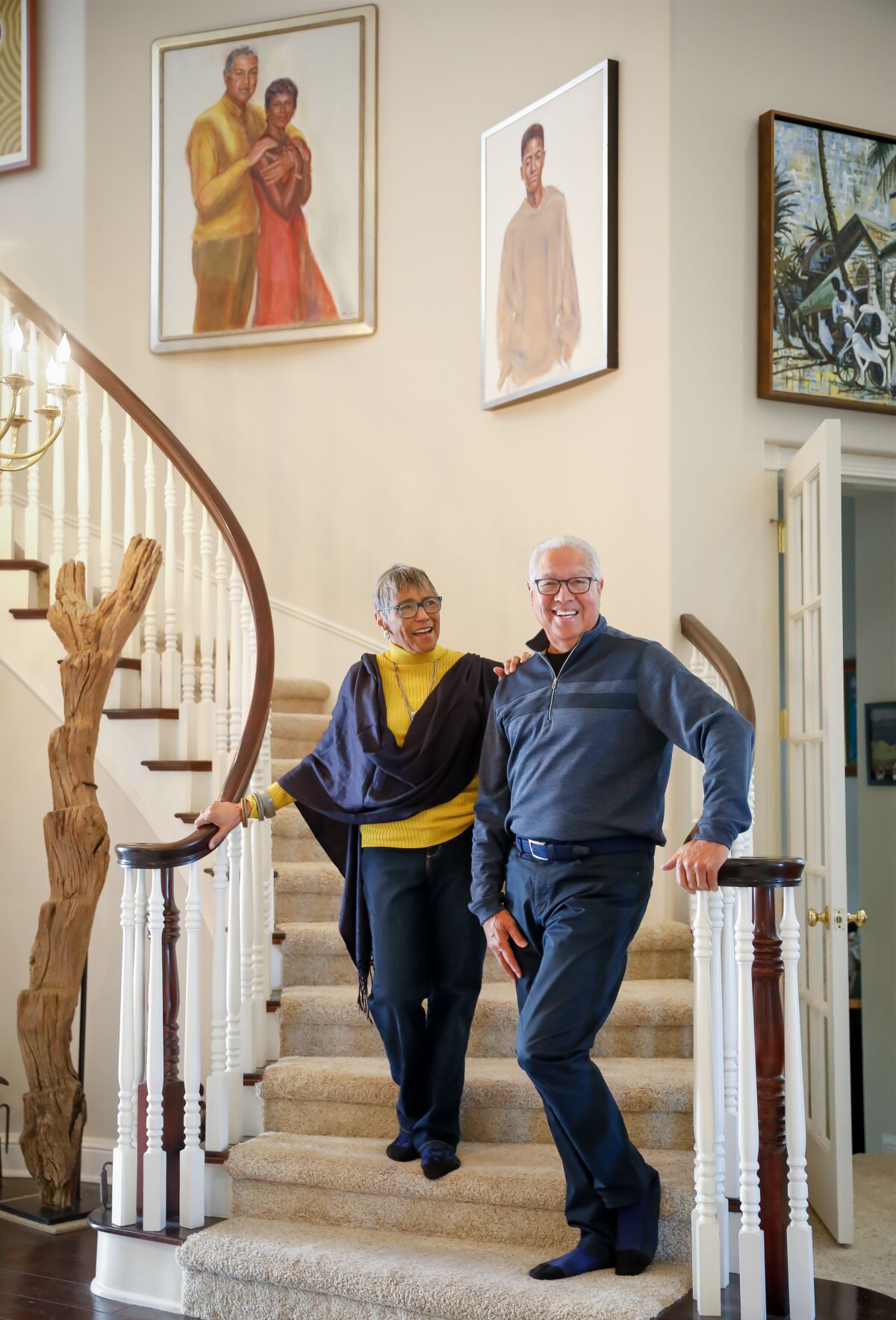 Bernard, right, and Shirley Kinsey are photographed at their home in Pacific Palisades.
