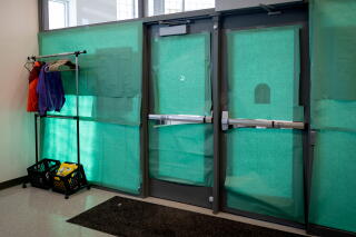 Doors and windows are covered