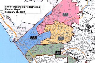 Final map of redrawn city council district boundaries for the city of Oceanside.