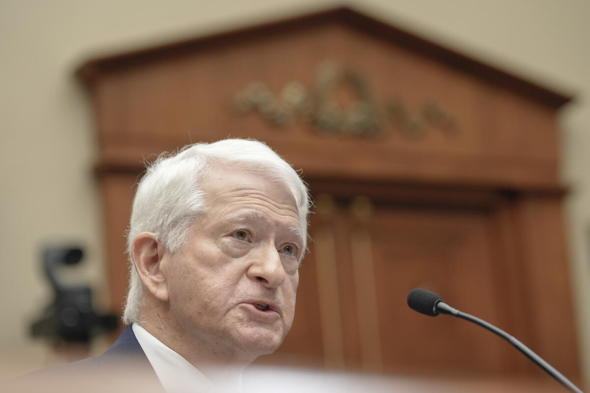 UCLA Chancellor Gene Block testifies during a hearing of the House Committee.