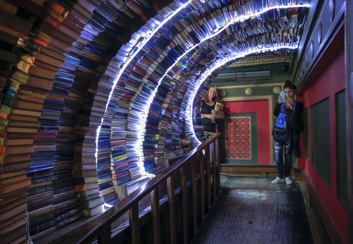 The book tunnel and labyrinth area on the second floor are Instagrammable favorites.