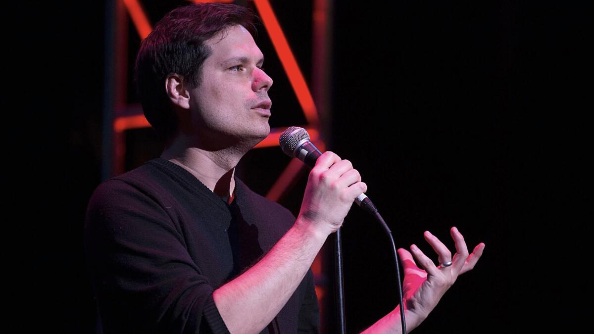 Comedian Michael Ian Black performs on stage during the Moontower Comedy Festival in Austin, Texas.