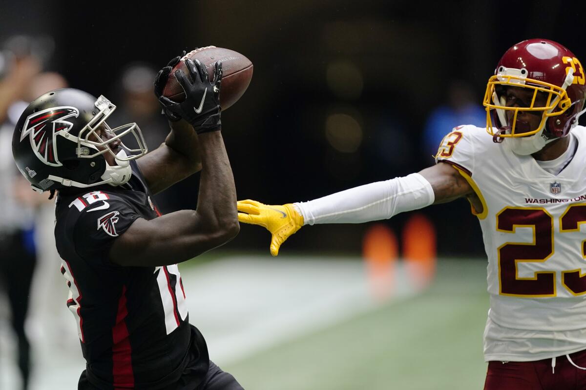 WR Ridley back with Falcons, McGary to COVID-19 reserve list - The San  Diego Union-Tribune