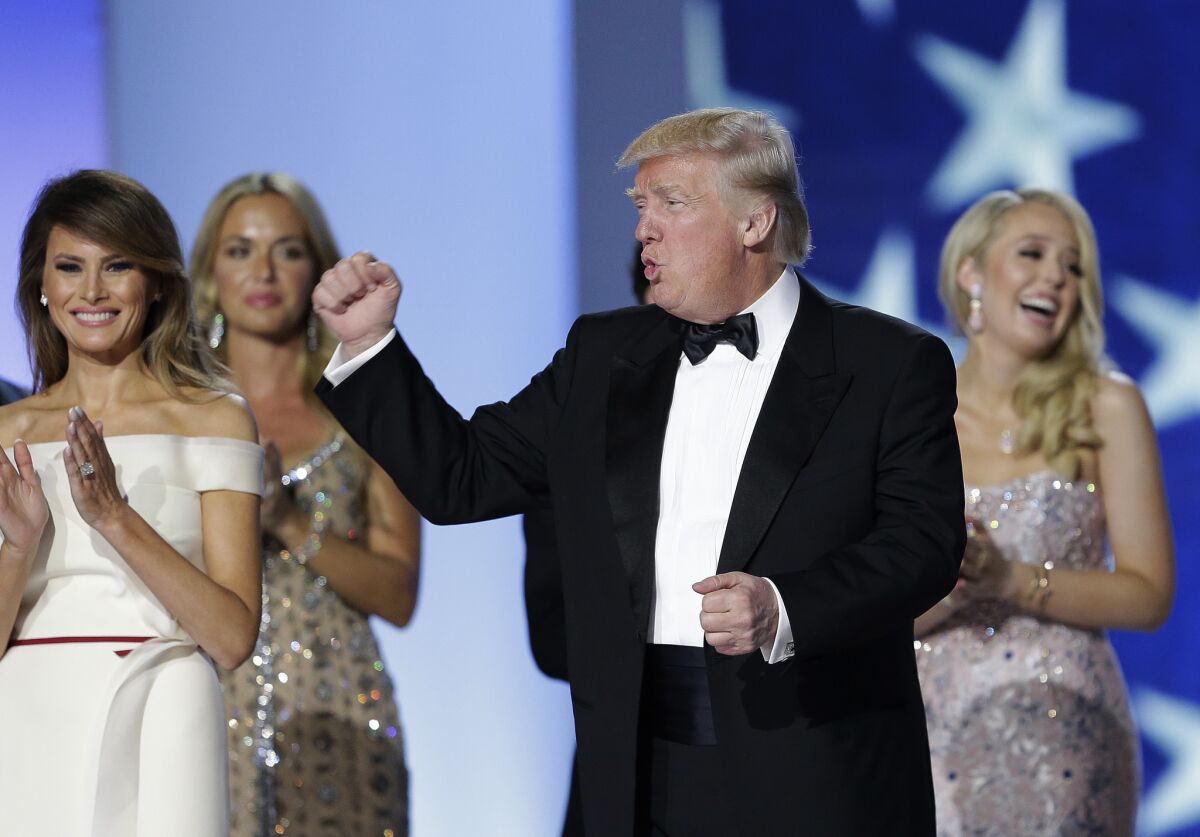 Donald Trump at the Freedom Ball celebrating his inauguration in January.