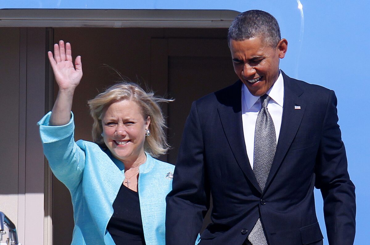 Sen. Mary L. Landrieu (D-La.) and President Obama arrive last month in New Orleans, where he encouraged more exports to create jobs. She has since distanced herself from the president and Obamacare.
