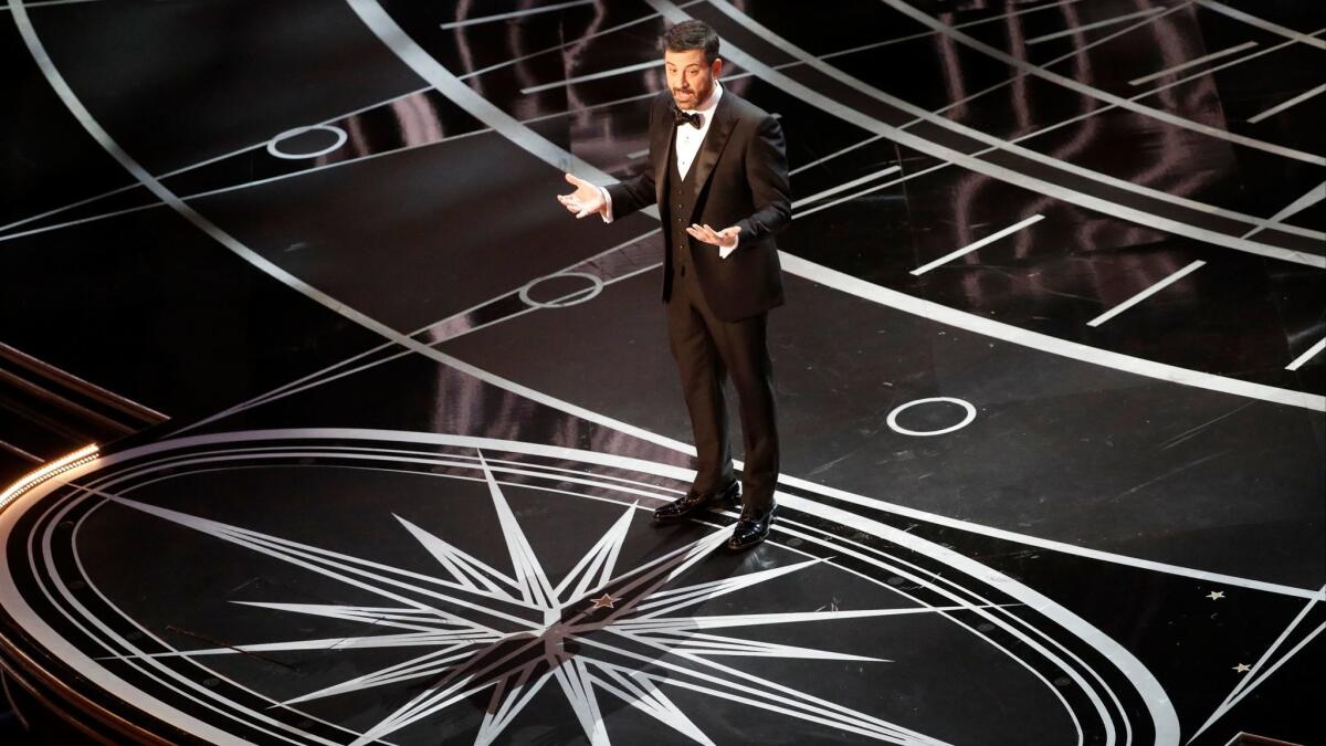 Jimmy Kimmel hosting the 89th Academy Awards in Hollywood's Dolby Theatre.