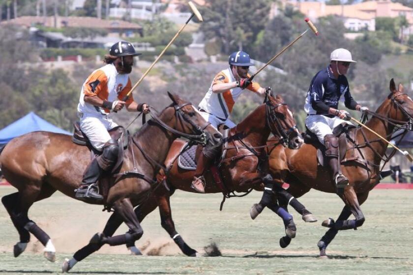 Polo players take the field during at the San Diego Polo Club.