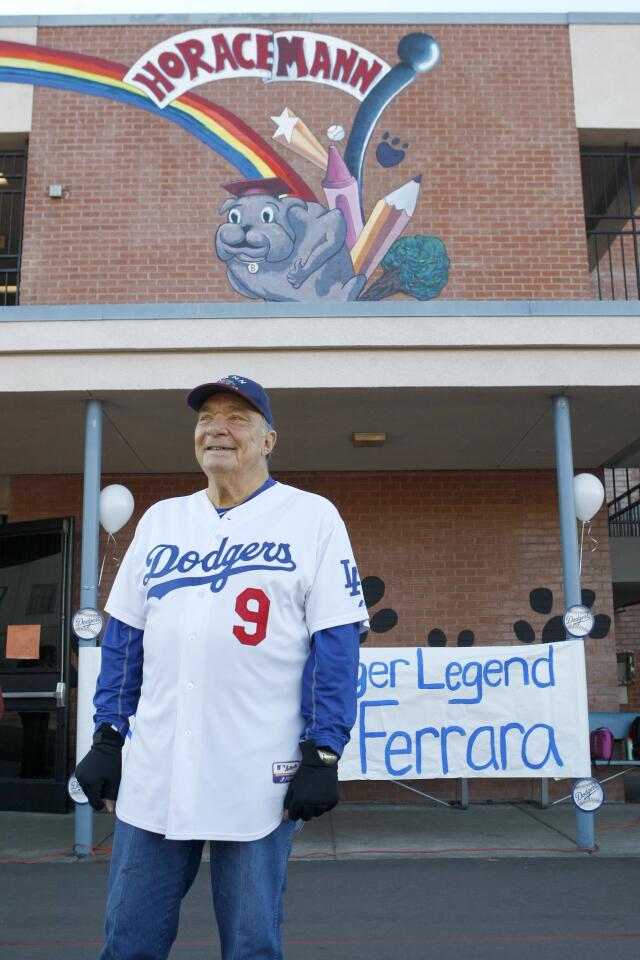 Photo Gallery: L.A. Dodgers legend Al Ferrara visits Horace Mann Elementary School in Glendale