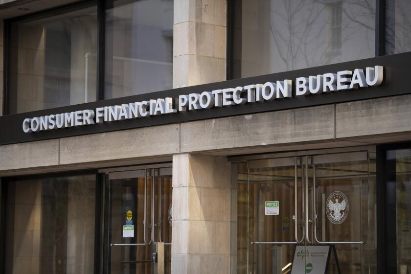 A general view of the U.S. Consumer Financial Protection Bureau (CFPB) in Washington, D.C., on Saturday, April 3, 2021, amid the coronavirus pandemic. This week vaccination rates in the U.S. continued to speed up, as many states saw a worrying rise in confirmed COVID-19 case numbers. (Graeme Sloan/Sipa USA)(Sipa via AP Images)