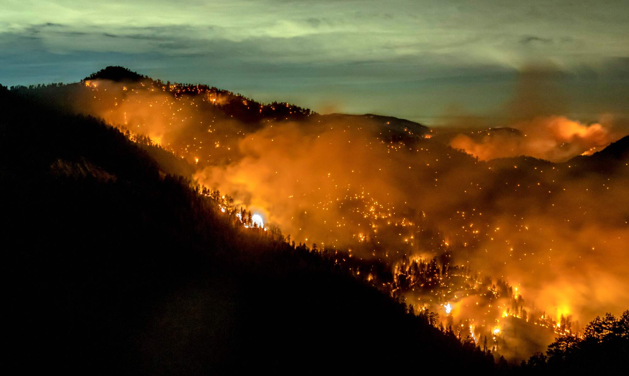 The Bobcat fire  burns in  the Angeles National Forest  north of Azusa on  Thursday, Sept. 17. 