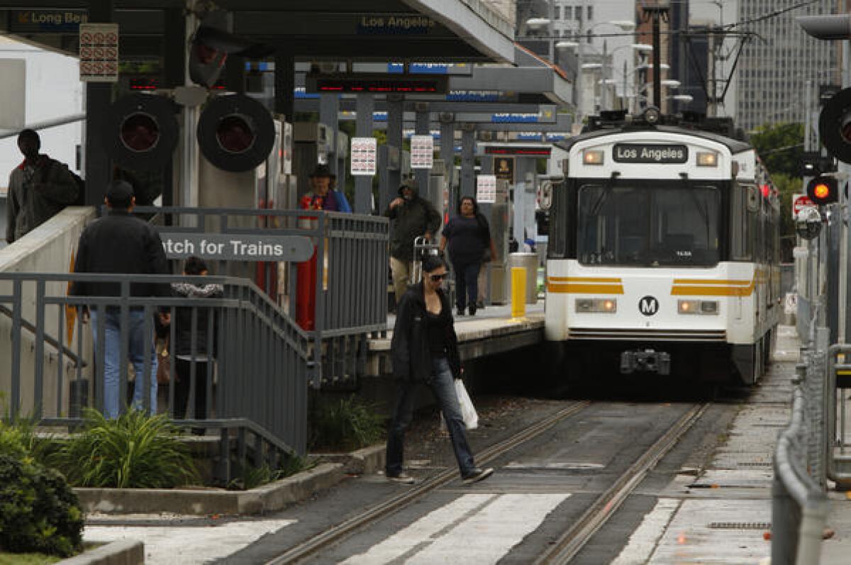 The Expo line arrives last year at the Pico Station in downtown Los Angeles, where a man told police Monday night that his daughter was missing.