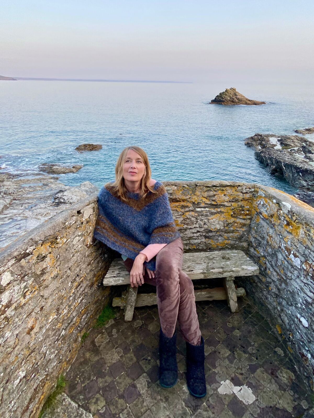 Kari Howard at Prussia Cove, Penzance, on the Cornwall coast in England in 2020.