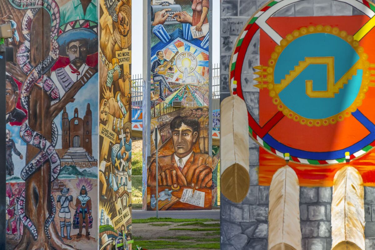 A variety of murals on display at Chicano Park in San Diego.