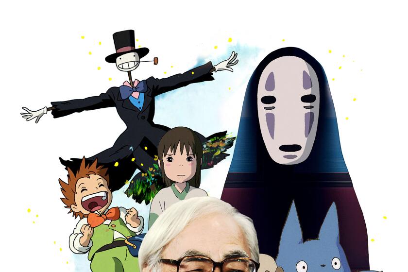 Surrounding Miyazaki: “Howl's Moving Castle,” “My Neighbor Totoro,” “Spirited Away” and “The Boy and the Heron.”