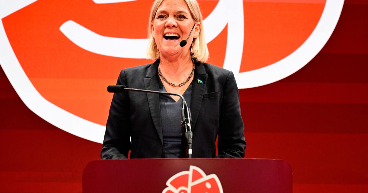 Photo: latimes.com Social Democrats party leader Magdalena Andersson speaks during the Social Democrats' election night watch party, Sunday