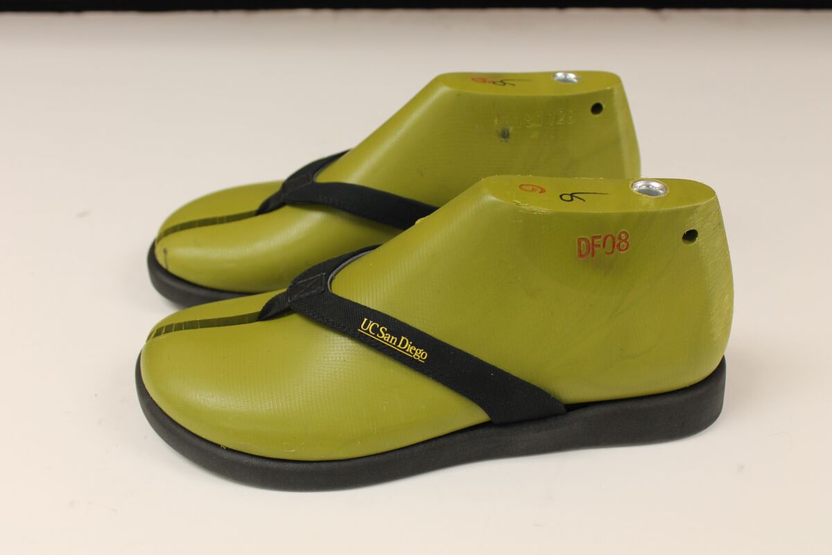 UC San Diego and La Jolla-based Algenesis Materials developed a renewable and biodegradable flip-flop made from algae.