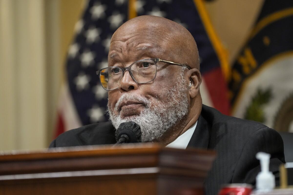 Rep. Bennie Thompson (D-Miss.) listens during Jan. 6 committee hearing.