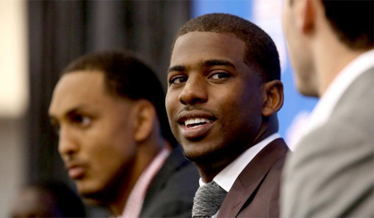 Chris Paul was elected president of the National Basketball Players Assn. during the union's summer meetings in Las Vegas on Wednesday.