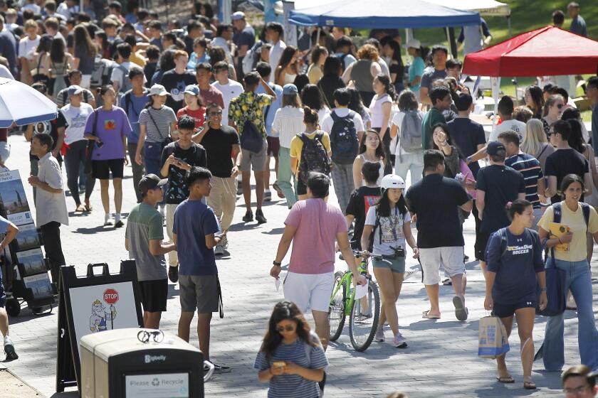 UC San Diego students check out clubs at the school on Sept. 23, 2019. Classes begin Thursday with a record number of students.
