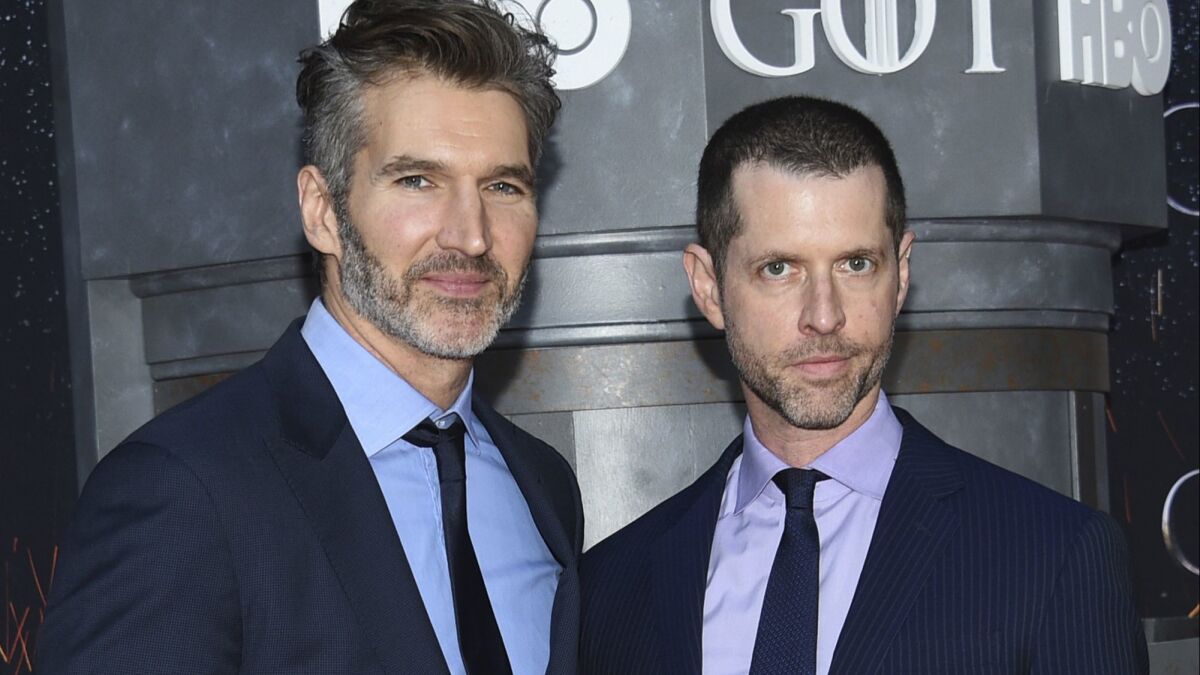 David Benioff, left, and D.B. Weiss