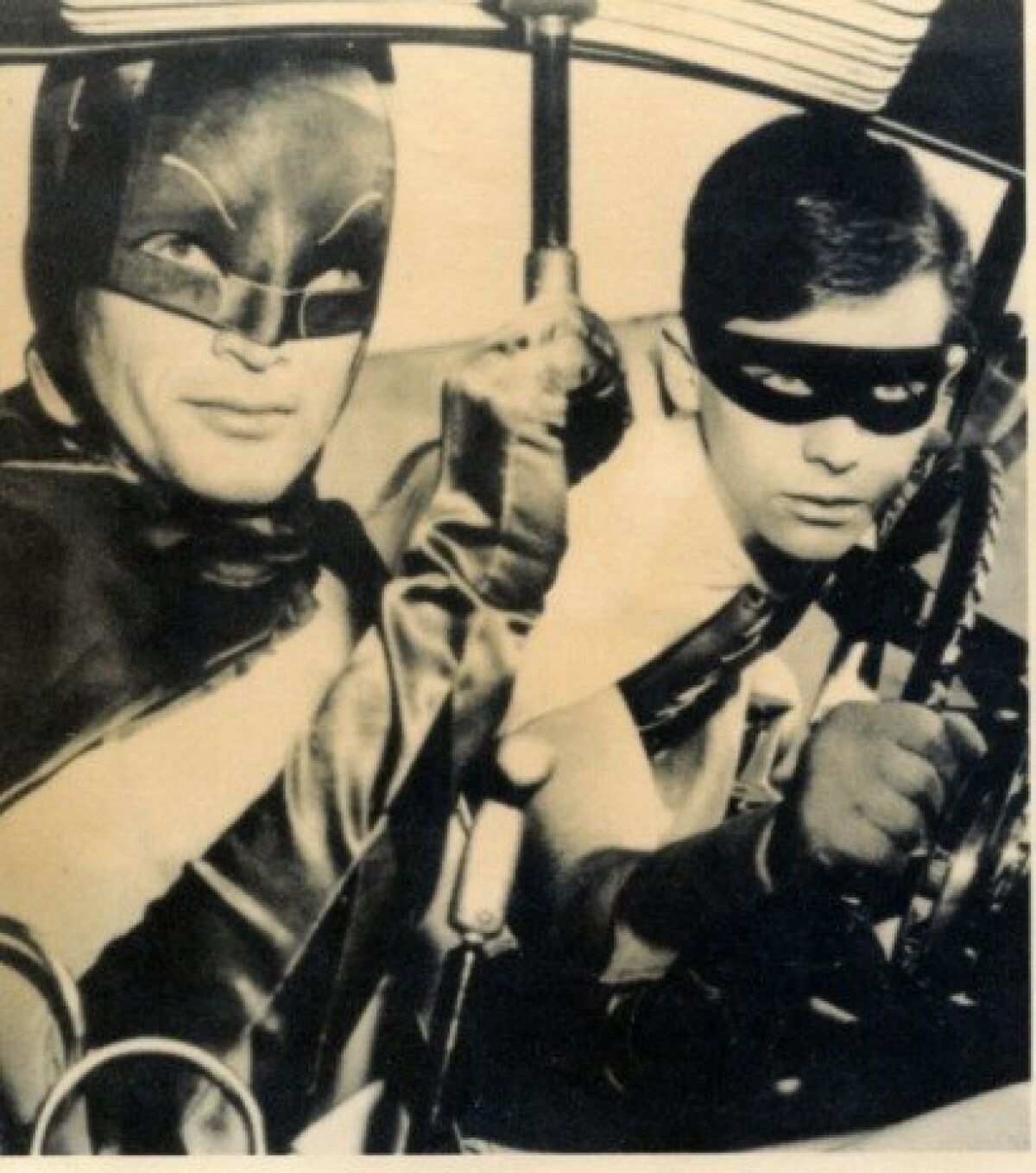 TV's Adam West and Burt Ward as Batman and Robin.