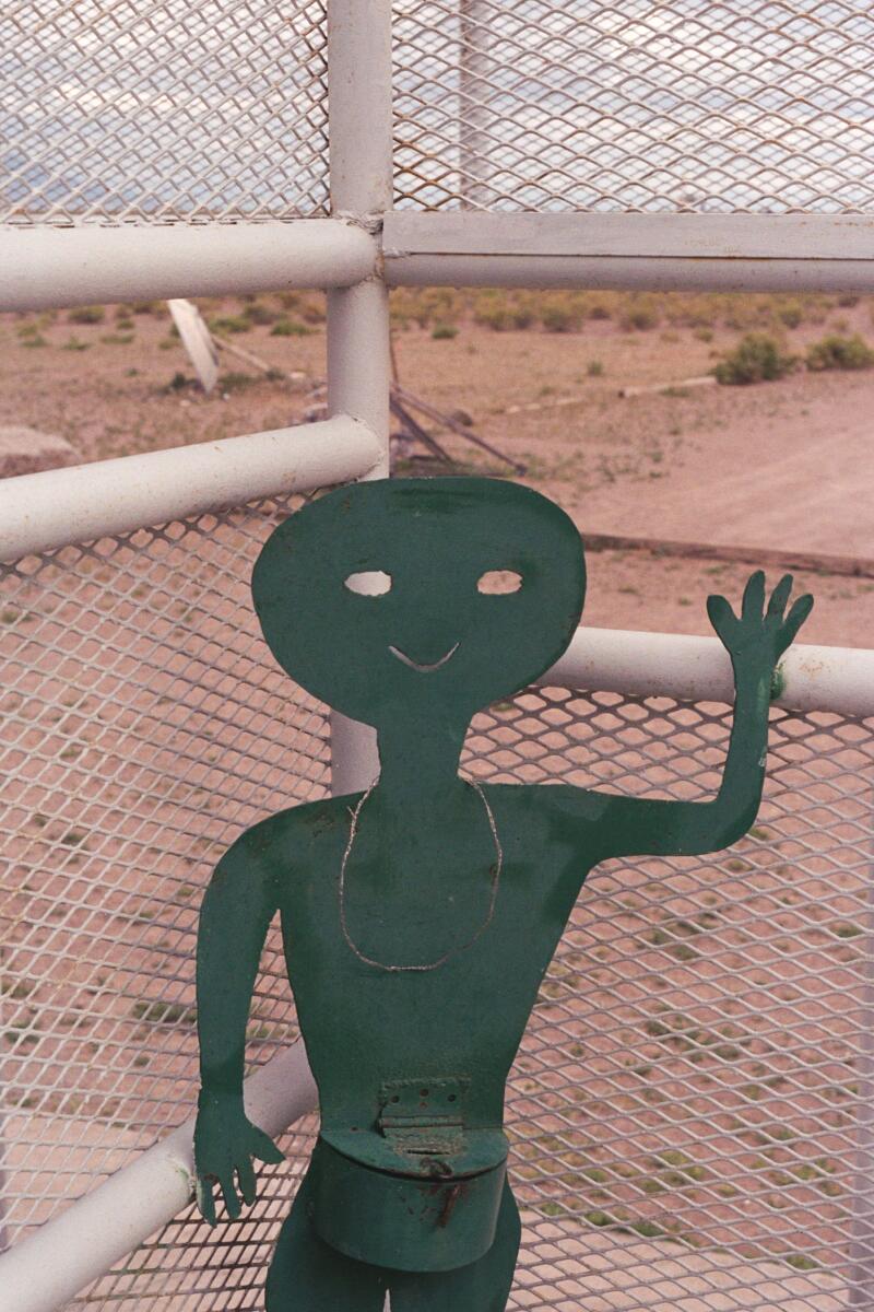 A new alien friend welcoming us to the UFO Watchtower in Colorado.
