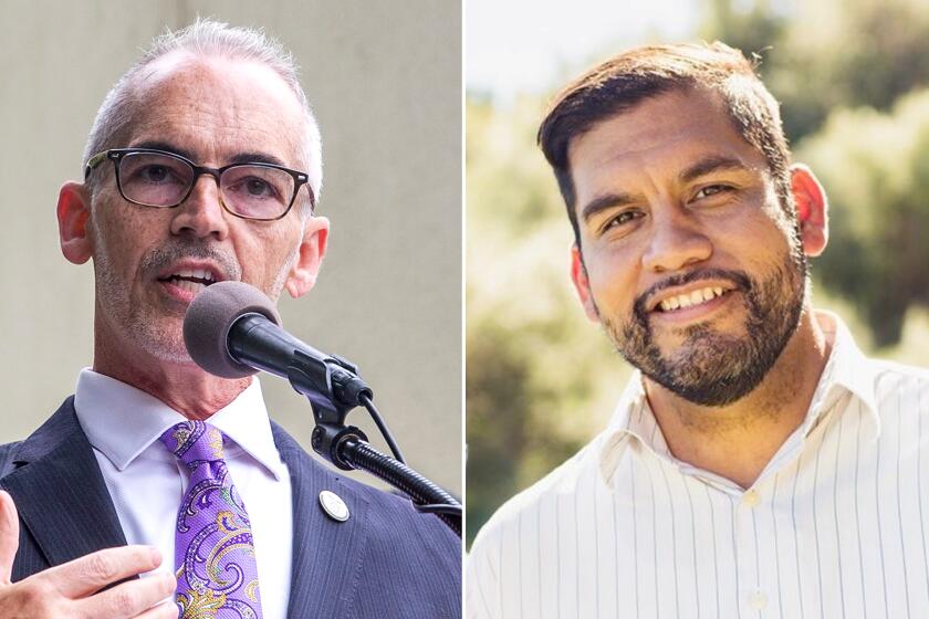L.A. City Council District 13 candidates Mitch O'Farrell, left, and Hugo Soto-Martinez.