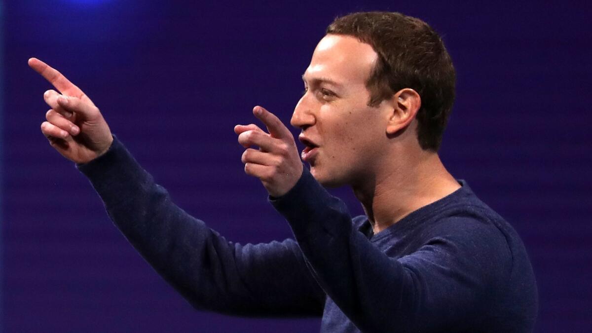Facebook Chief Executive Mark Zuckerberg spoke at the company's F8 developers' conference Tuesday.