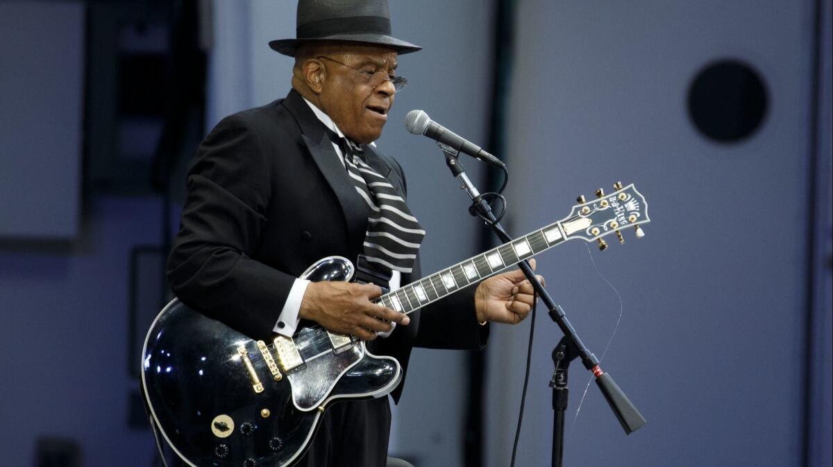 Guitarist Roy Gaines, performing with his big band Roy Gaines and His Orchestra at the Playboy Jazz Festival at the Hollywood Bowl on Saturday.
