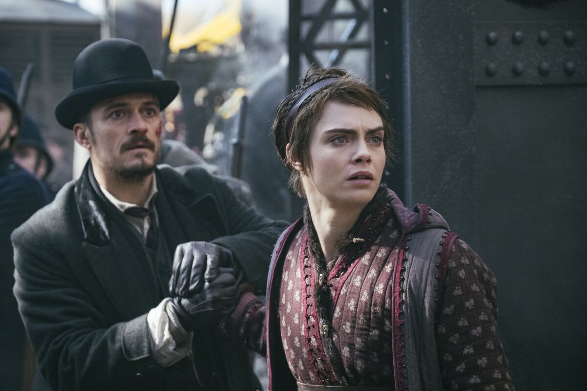 Orlando Bloom and Cara Delevingne in Amazon Studios' "Carnival Row"