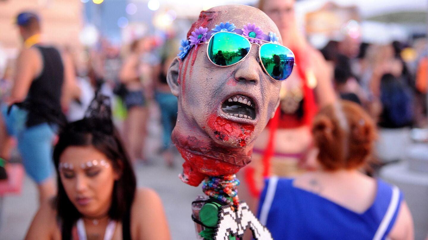 An art piece sits on a table during the Electric Daisy Carnival in Las Vegas on June 17.
