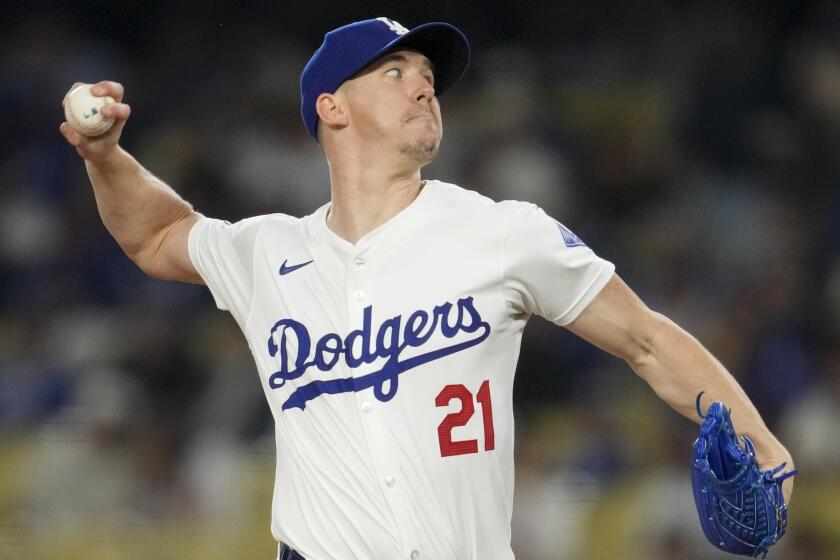 Dodgers' Walker Buehler pitches against the San Diego Padres