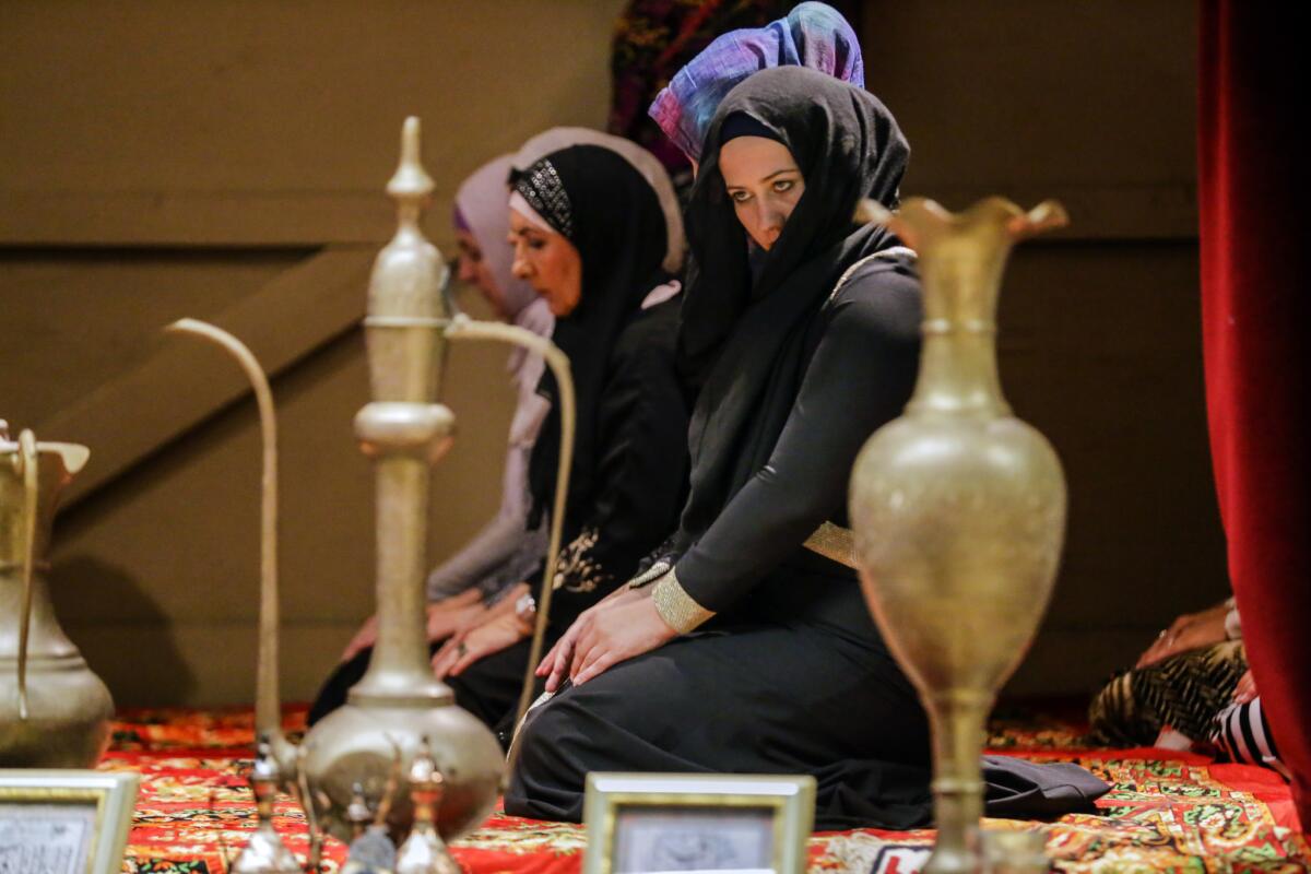 Bosnian Muslim women offer Maghrib prayers after breaking their daytime fast. Many Bosniak women wear the hijab only during prayers.