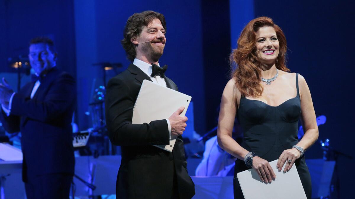Christian Borle and Debra Messing were among the “Smash” costars who reunited to sing and dance for the one-night charity event at Minskoff Theatre.