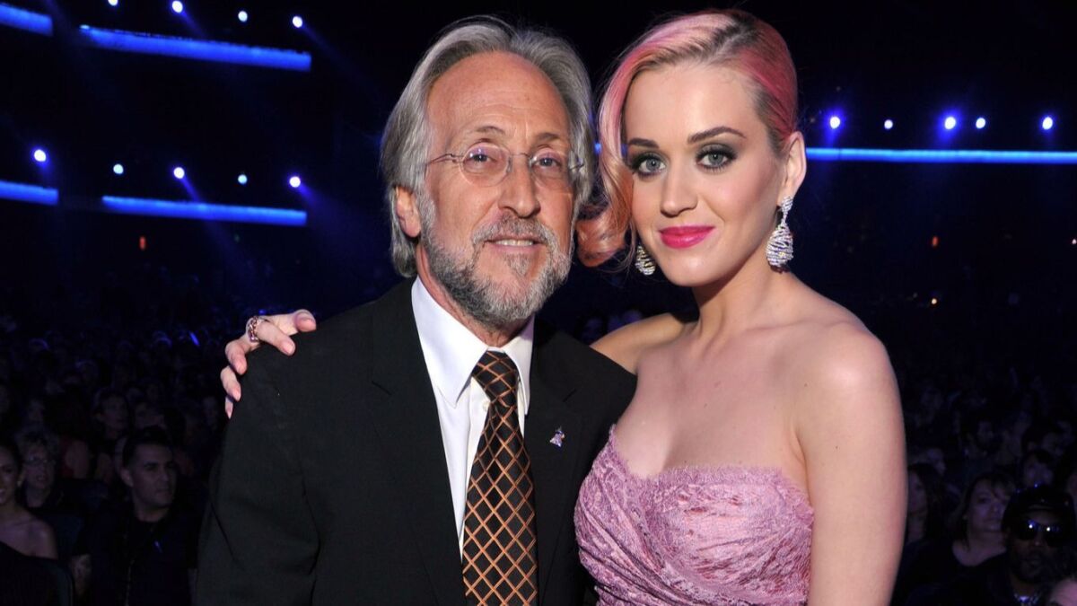 Grammy Awards head Neil Portnow and Katy Perry.