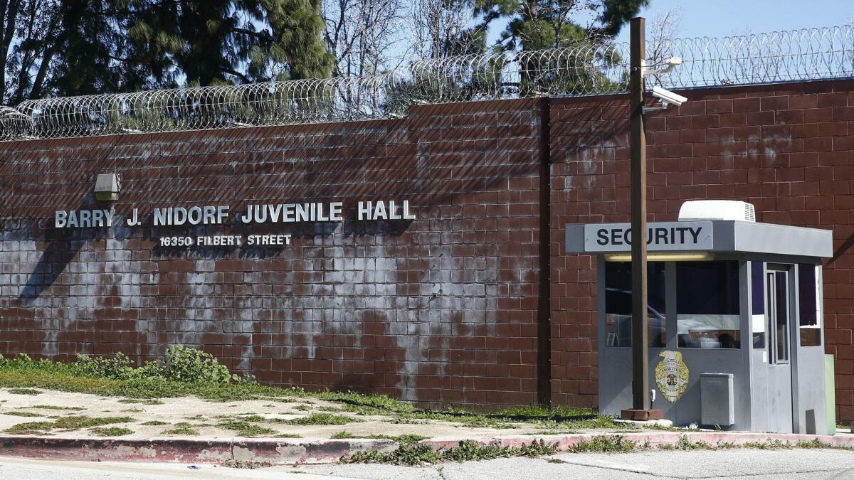 The Barry J. Nidorf Juvenile Hall in Sylmar, where dozens of youths are quarantined.