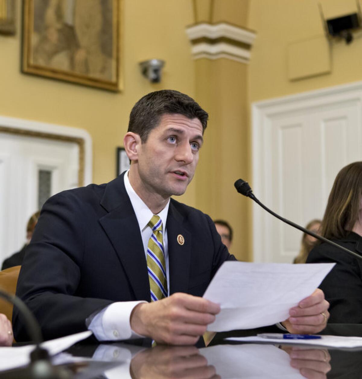 House Budget Committee Chairman Rep. Paul Ryan (R-Wis.) appears before the House Rules Committee to testify on his party's budget proposal at the Capitol in Washington.