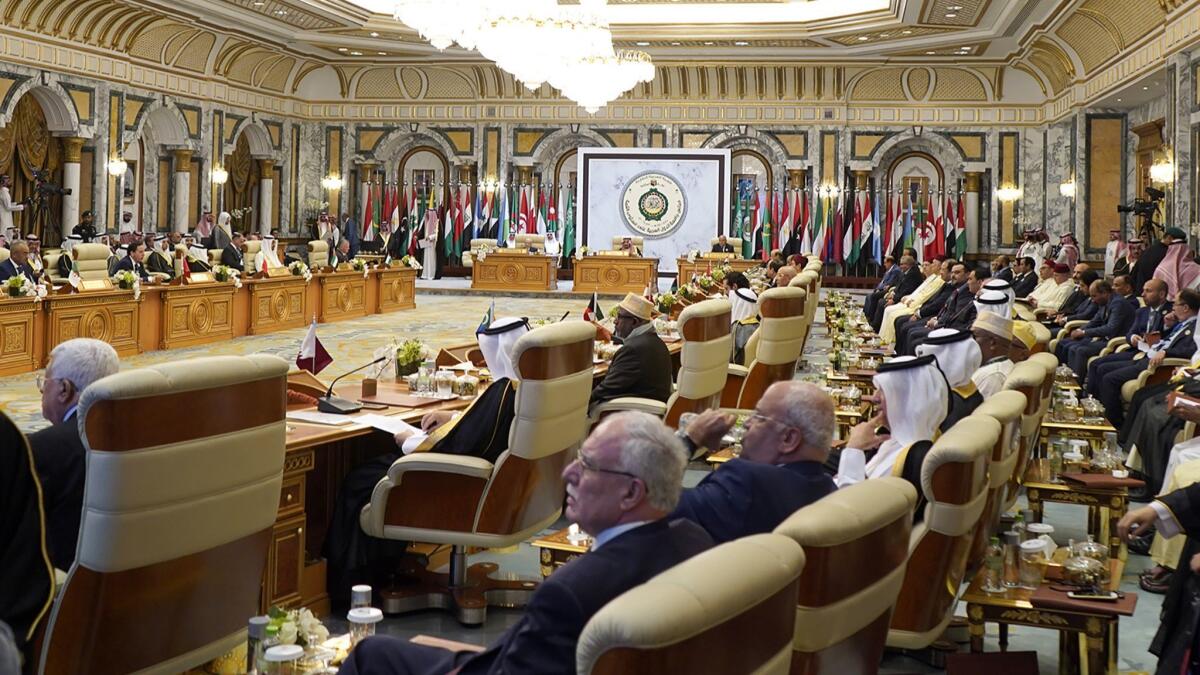 A photo taken and released by the Jordanian Royal Palace on May 31, 2019, shows Arab leaders and officials attending an Arab League summit meeting in the Saudi holy city of Mecca.