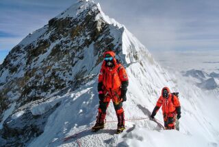 Vanessa Blasic (left) and her father Greg Blasic near the Mount Everest summit on May 21.
