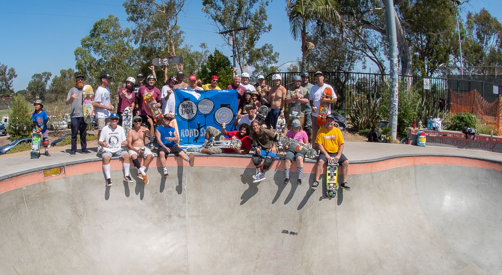 The Deathracer crew at Linda Vista Skateboard Park on Sept. 3, 2022.