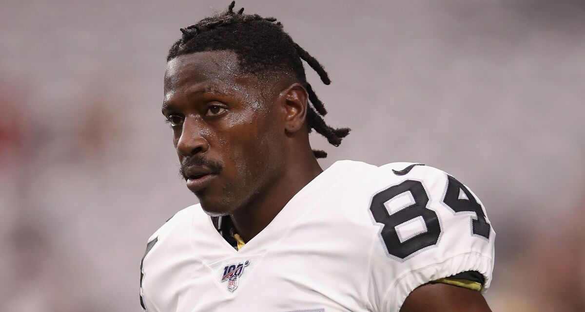 Oakland Raiders receiver Antonio Brown warms up before a preseason game against the Arizona Cardinals on Aug. 15.