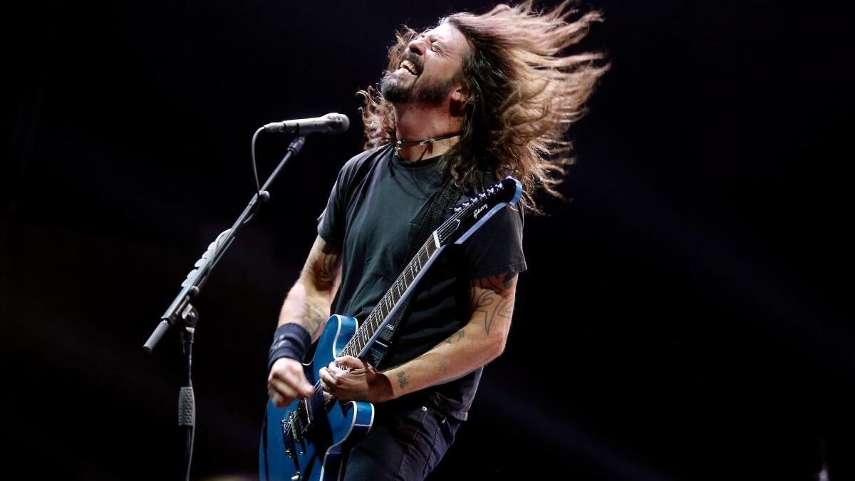 Foo Fighters' Dave Grohl performing Saturday at Cal Jam.