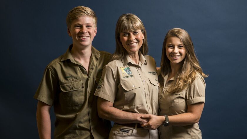 The Irwin family is returning to television on Animal Planet, Oct. 28, in a new series 'Crikey! Its the Irwins.' L/R Robert Irwin, Terri Irwin, and Bindi Irwin.