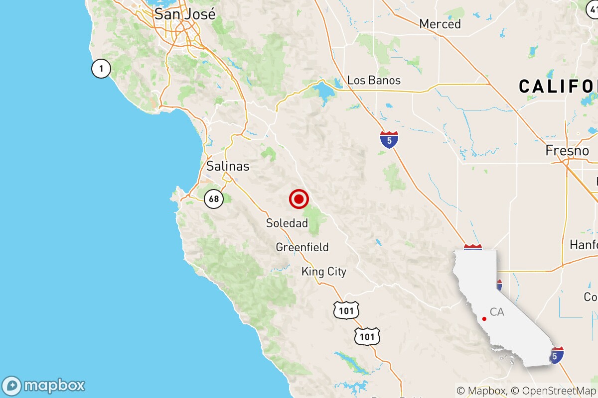 Magnitude 4.3 quake registers near Soledad, Calif.