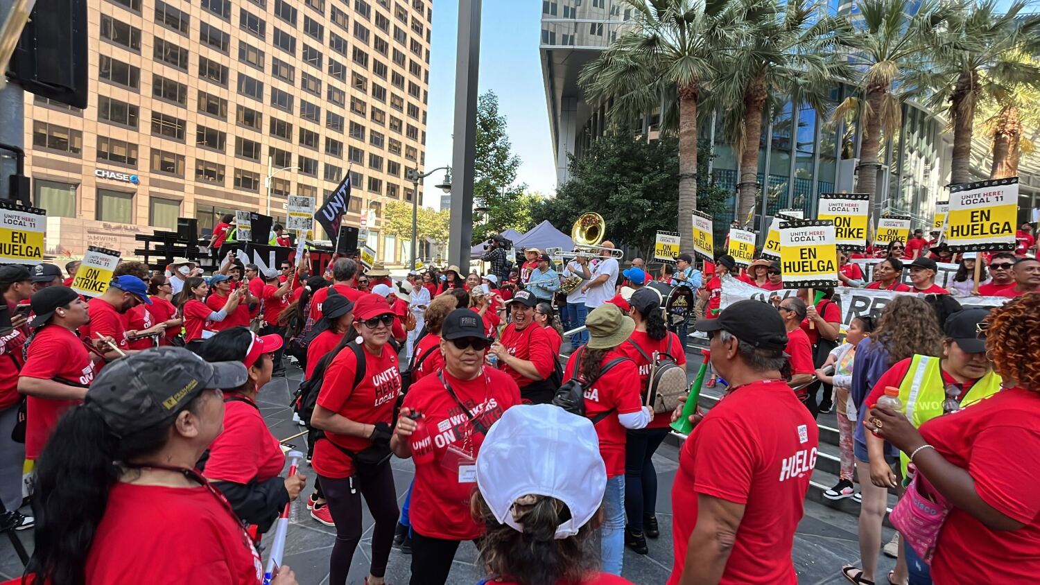 L.A.'s striking hotel workers are being roughed up by employers' security, union says