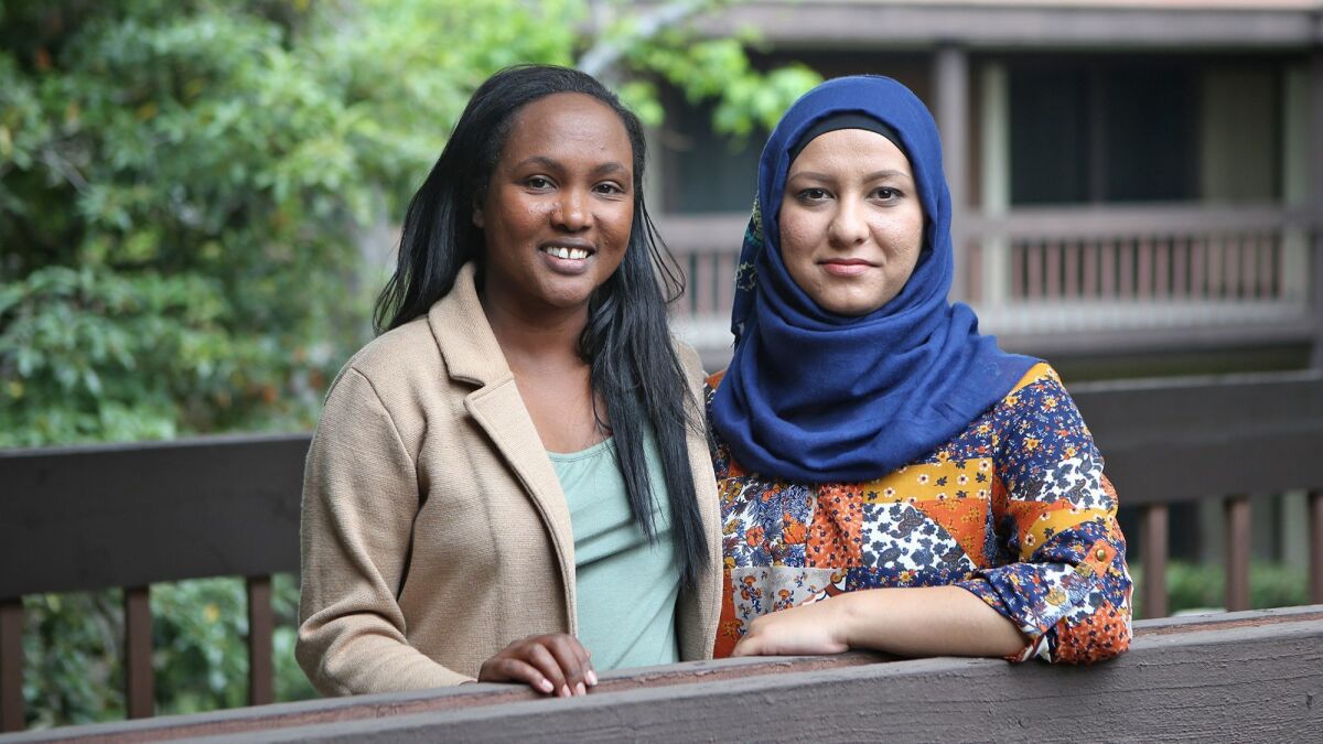 Meymuna Hussein-Cattan, left, started Tiyya Foundation, which supports refugee chefs such as Liza Popal, right, through its Flavors from Afar program.