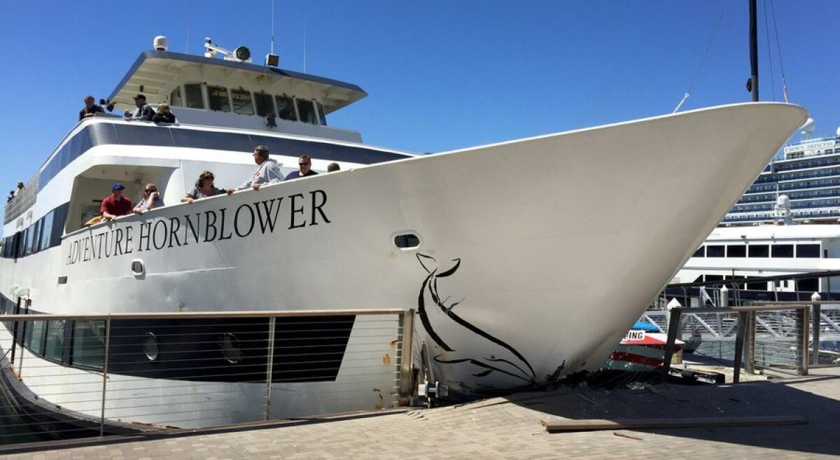Several passengers were hurt when the Adventure Hornblower cruise ship rammed into the Embarcadero dock in San Diego on Thursday.