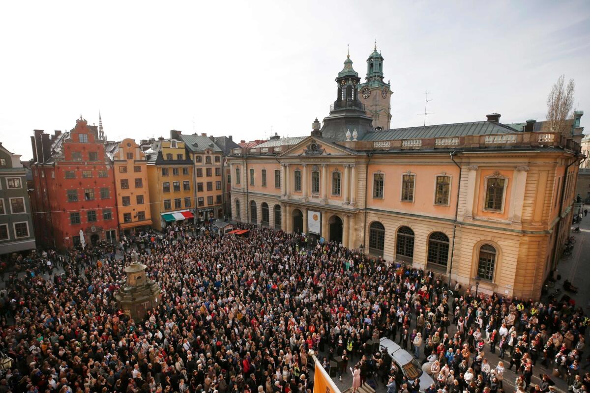 Scandal in the Swedish Academy, which awards the literature Nobel, spurred a protest in Stockholm in April 2018.