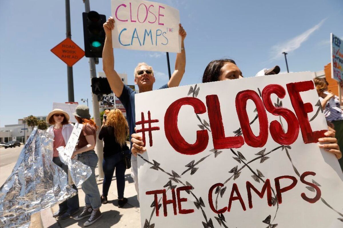 Demonstrators in Los Angeles protest against detention camps  