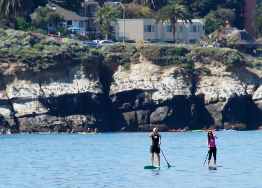 The calm waters of La Jolla Cove make it a perfect spot to practice Stand Up Paddleboarding.